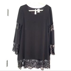 PQLA cocktail black dress with lace. Size small.